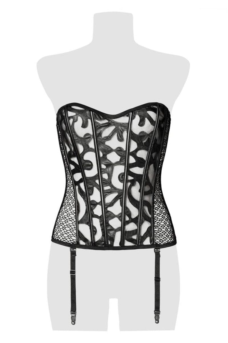 Corset bustier à jarretelles amovibles en tulle florale - Grey Velvet