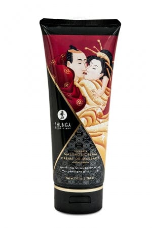 Crème de massage comestible délectable vin pétillant à la fraise 200 ml - Shunga
