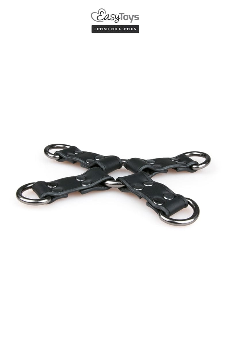 Croix bondage pour attacher partenaire en cuir Hog Tie - Easytoys Fetish Collection