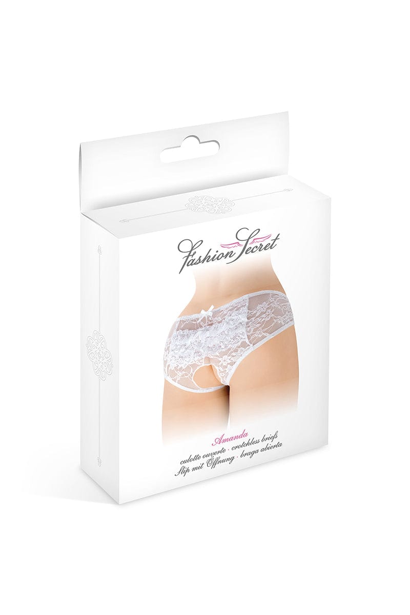Culotte ouverte blanche Amanda finition dentelle - Fashion Secret
