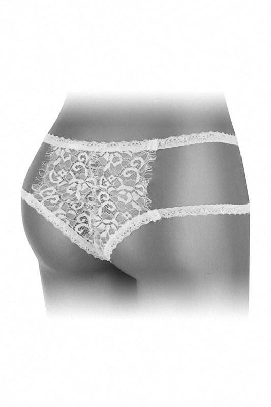 Culotte ouverte blanche en dentelle fine à cils Emma - Fashion Secret