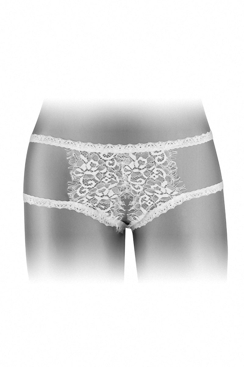 Culotte ouverte blanche en dentelle fine à cils Emma - Fashion Secret