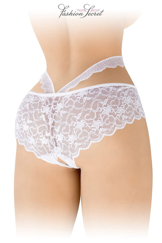 Culotte ouverte en dentelle fleurie blanche Marie - Fashion Secret TU