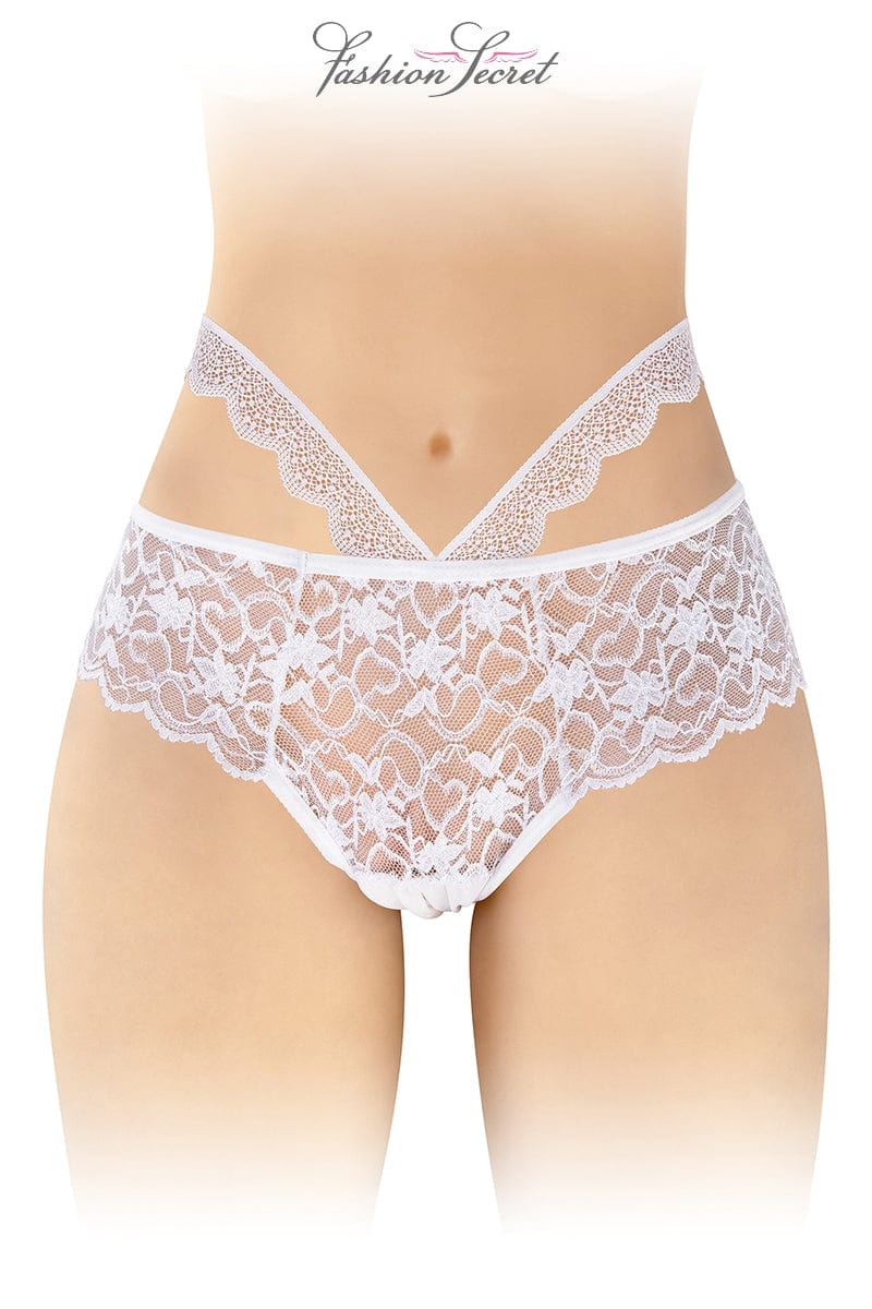 Culotte ouverte en dentelle fleurie blanche Marie - Fashion Secret TU