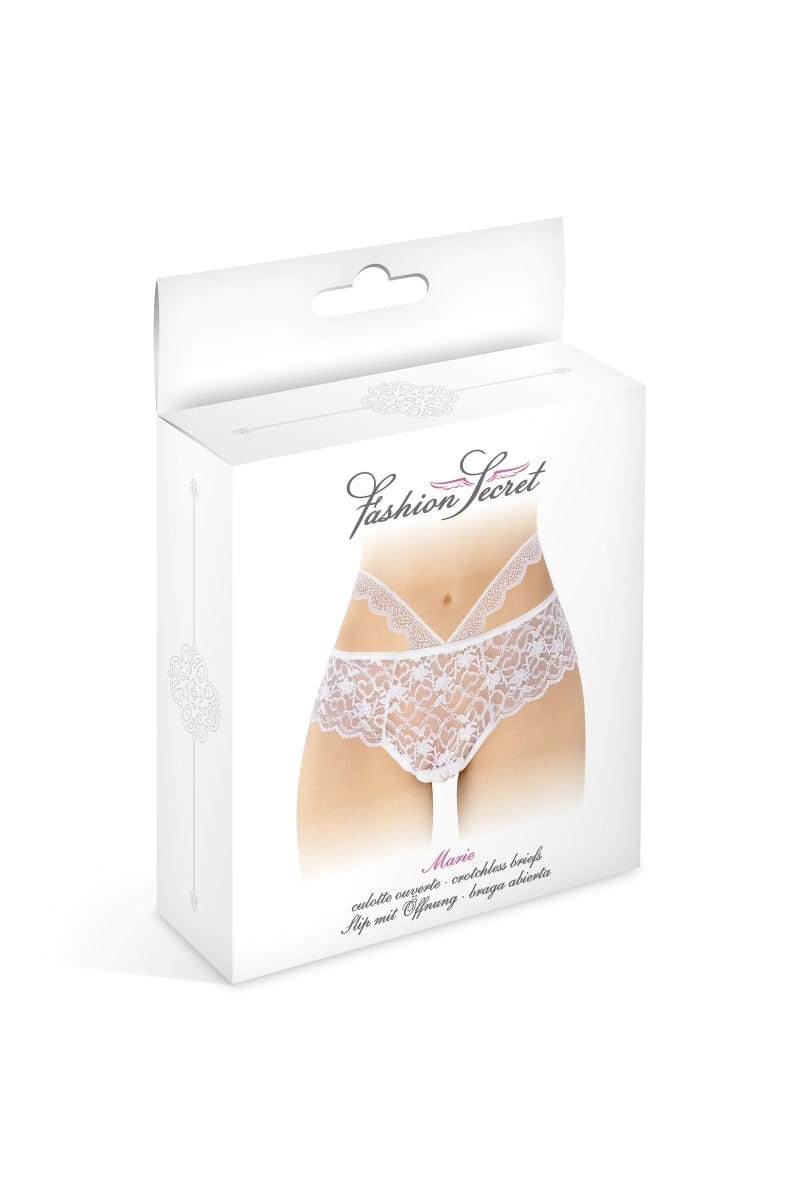 Culotte ouverte en dentelle fleurie blanche Marie - Fashion Secret TU