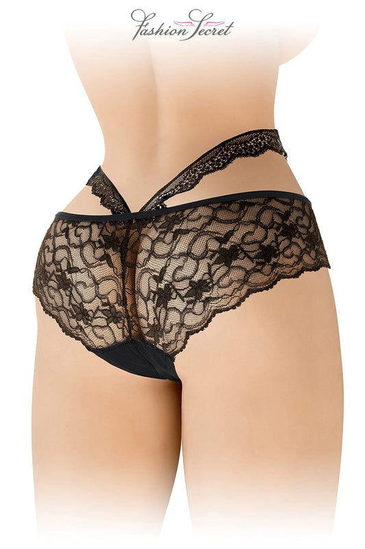 Culotte ouverte en dentelle noire taille unique Marie - Fashion Secret TU