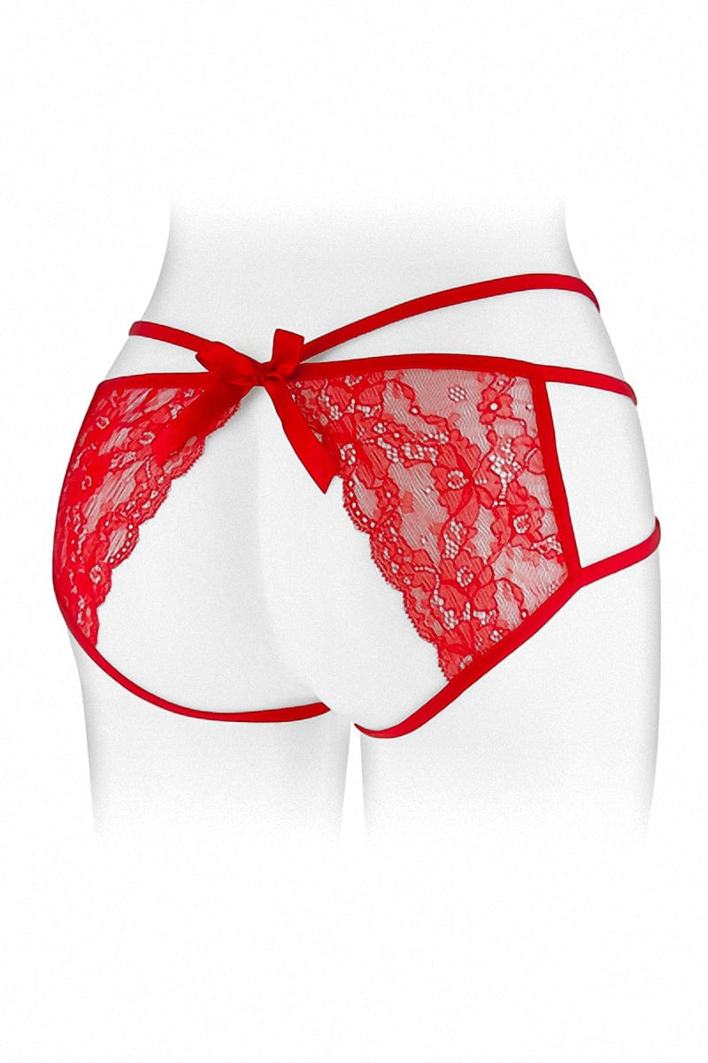 culotte ouverte à l'arrière rouge avec noeud sexy