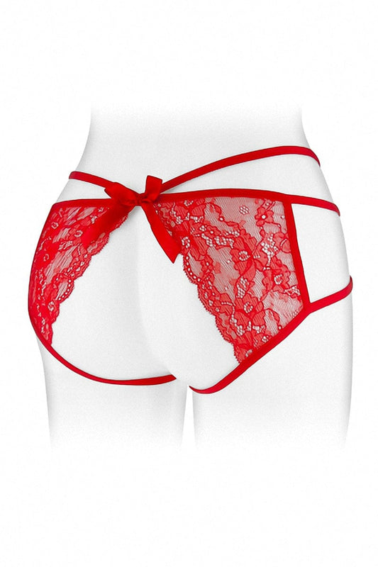 culotte ouverte à l'arrière rouge avec noeud sexy