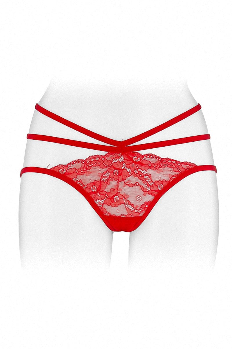 culotte ouverte rouge en dentelle