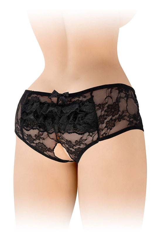 Culotte ouverte noire Amanda finition dentelle - Fashion Secret