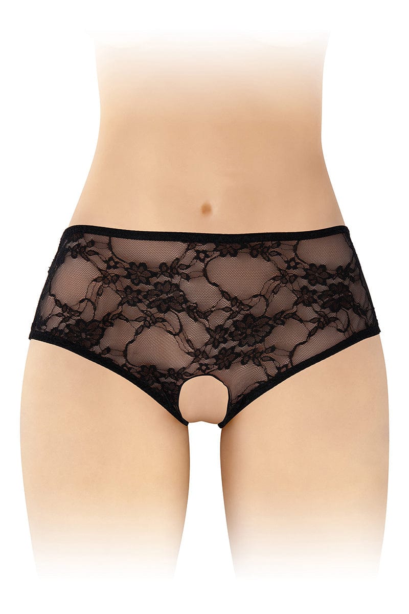 Culotte ouverte noire Amanda finition dentelle - Fashion Secret