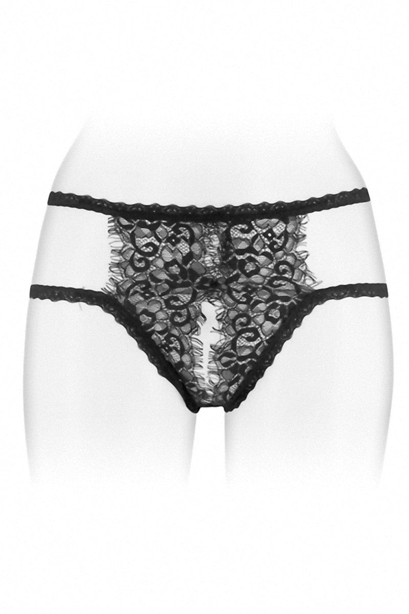 Culotte ouverte noire en dentelle fine Emma - Fashion Secret