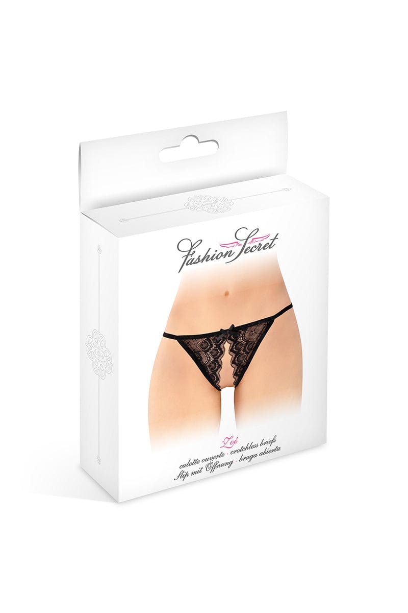 Culotte ouverte noire Zoé finition en dentelle Taille Unique - Fashion Secret