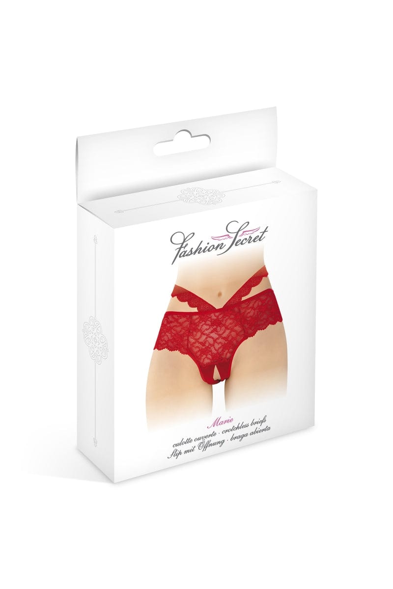 Culotte ouverte rouge en dentelle extensible Marie - Fashion Secret TU