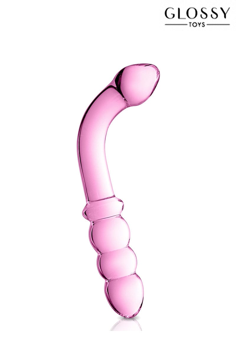 Dildo de luxe verre translucide non poreux rose n°8 22cm - Glossy Toys