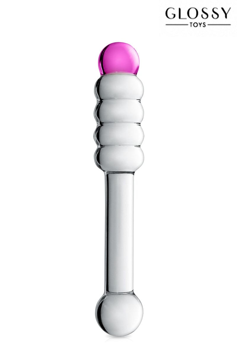 Dildo gode en verre Glossy n°11 + pochette de rangement - Glossy Toys