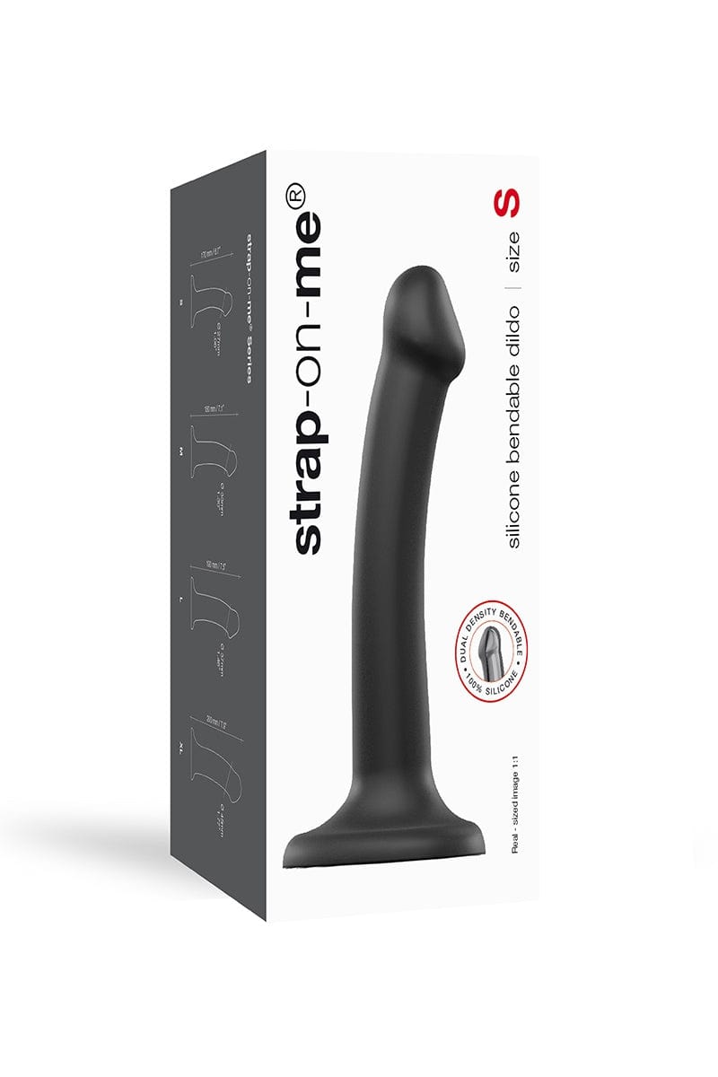 Dildo ventouse flexible dual-density noir taille S 17cm- Strap-On-Me