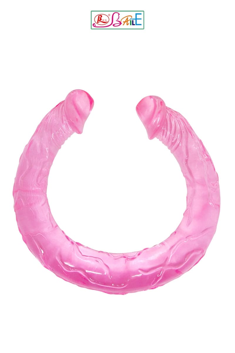 Double dong flexible rose translucide double pénétration 45 cm - Baile