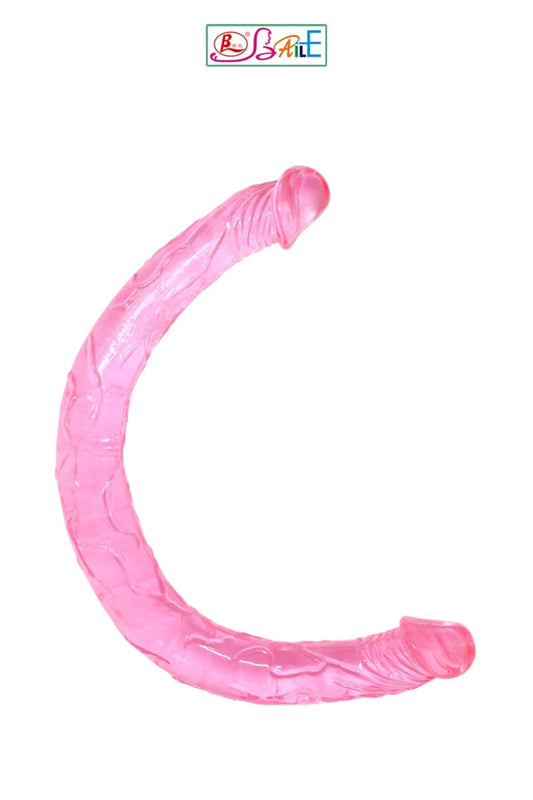 Double dong flexible rose translucide double pénétration 45 cm - Baile