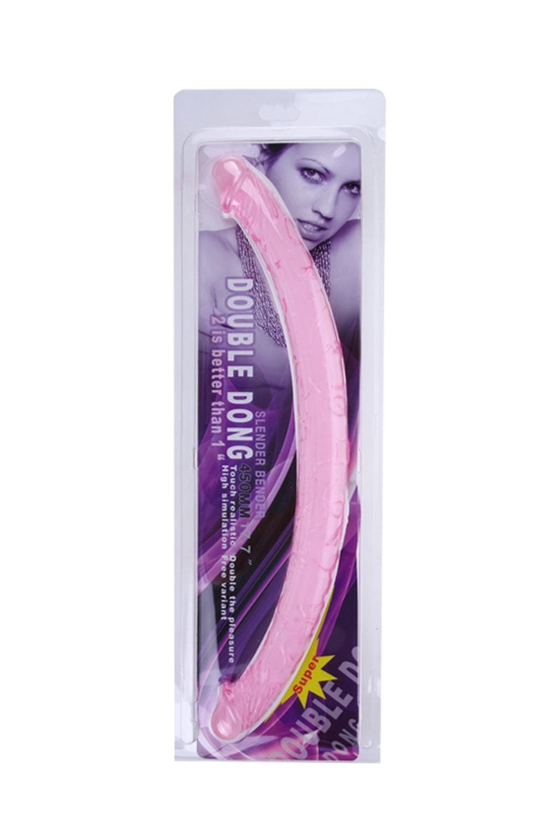 Double dong flexible rose translucide double pénétration 45 cm - Baile
