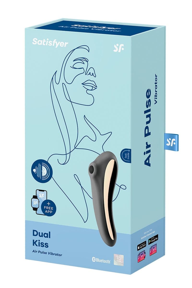 Double stimulateur clitoridien et point G Dual Kiss noir 19cm - Satisfyer