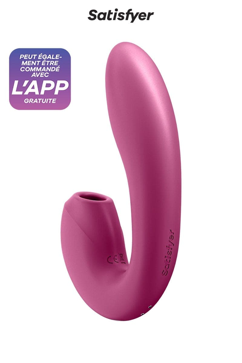 Double stimulateur connecté flexible Sunray bordeaux 16,9cm - Satisfyer