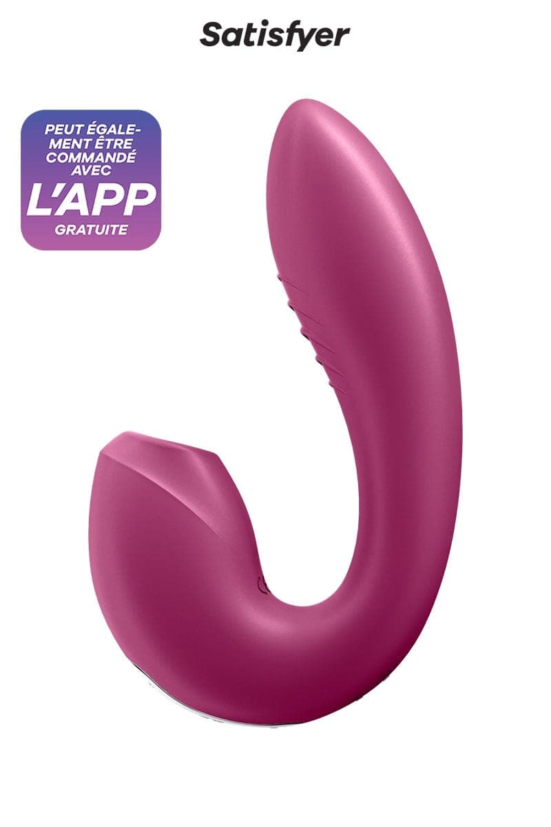 Double stimulateur connecté flexible Sunray bordeaux 16,9cm - Satisfyer
