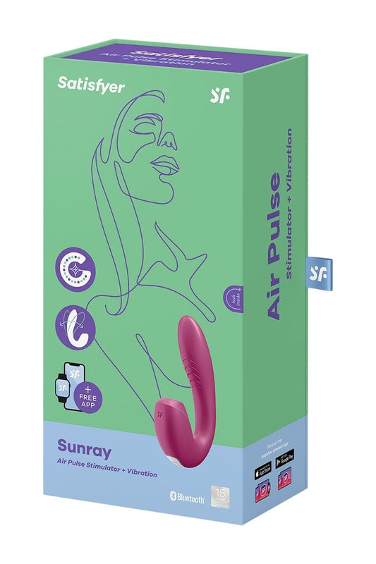 Double stimulateur connecté flexible Sunray bordeaux 16,9cm - Satisfyer