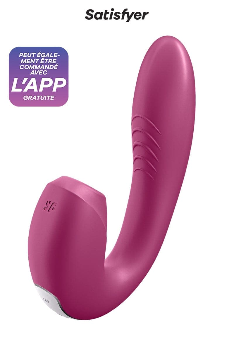 Double stimulateur connecté flexible Sunray bordeaux 16,9cm - Satisfyer