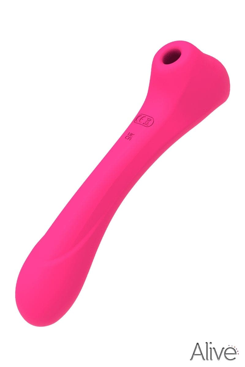 Double stimulateur féminin succion et vibration Quiver rose 20cm - Alive