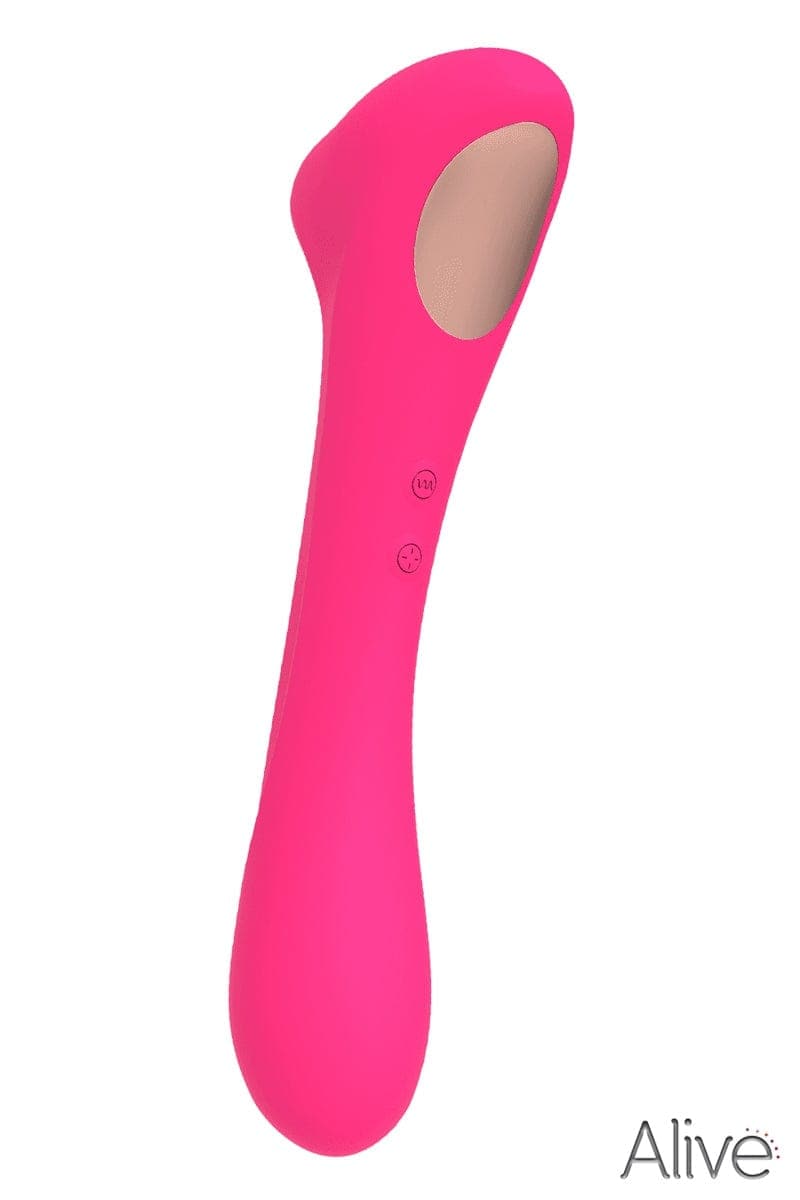 Double stimulateur féminin succion et vibration Quiver rose 20cm - Alive