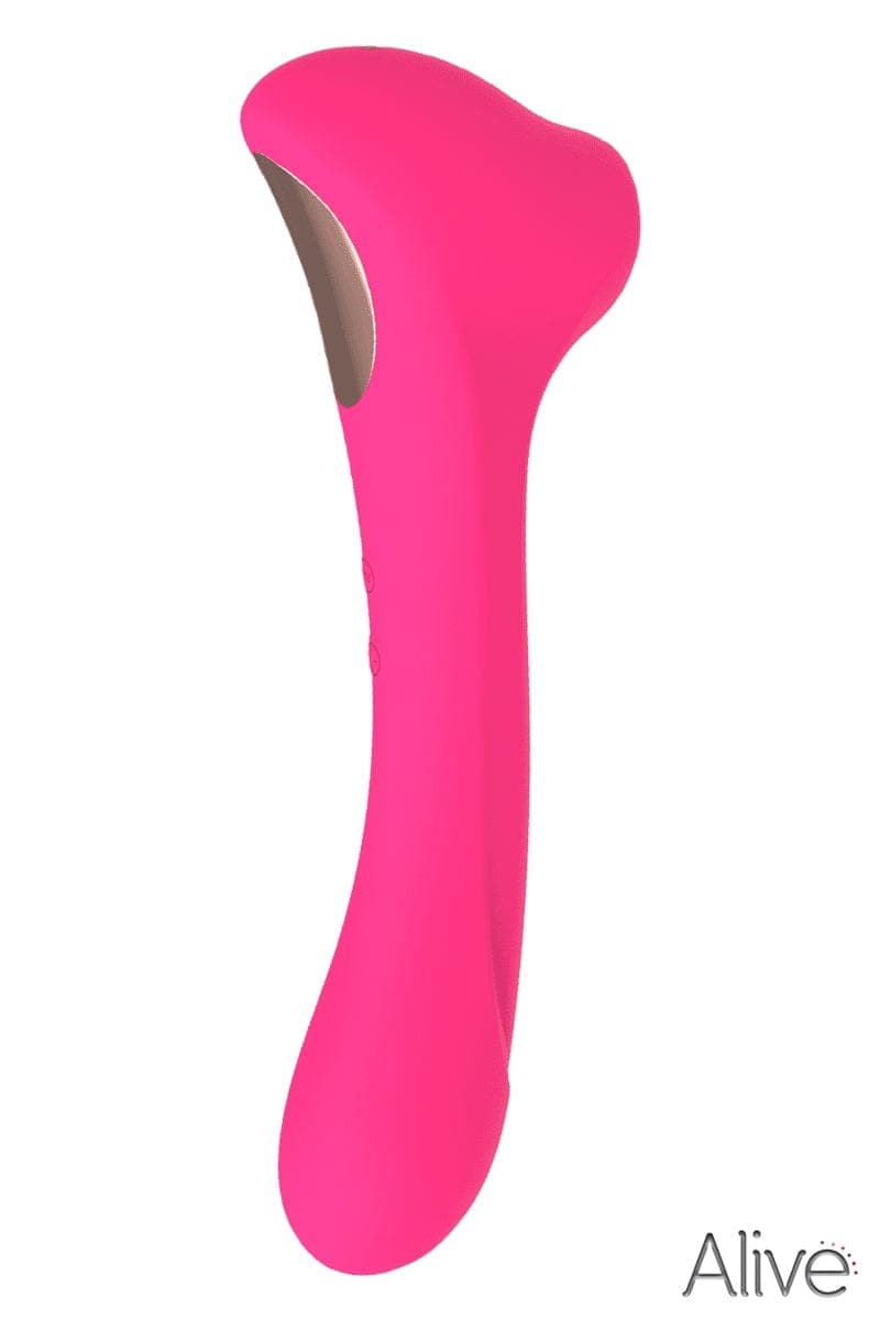 Double stimulateur féminin succion et vibration Quiver rose 20cm - Alive