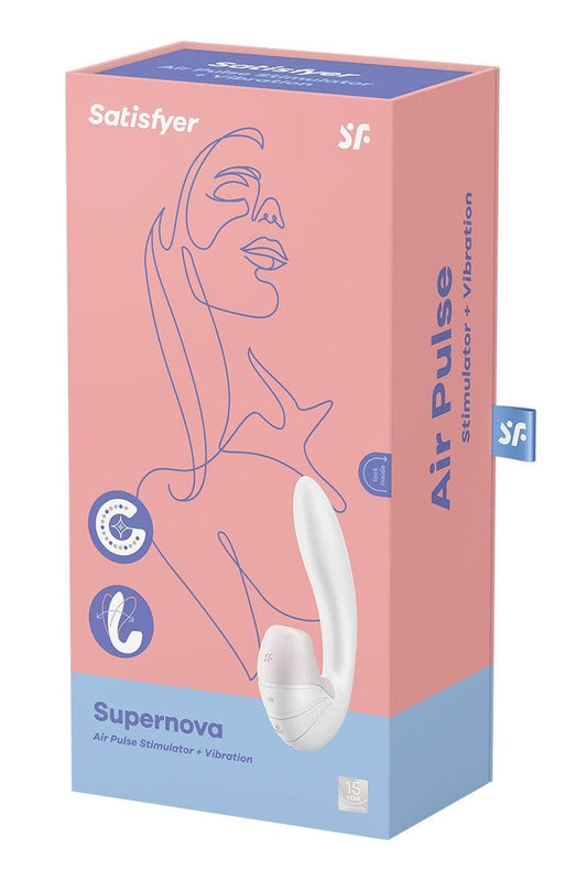 Double stimulateur vaginal + clitoridien Supernova blanc 16.9cm - Satisfyer