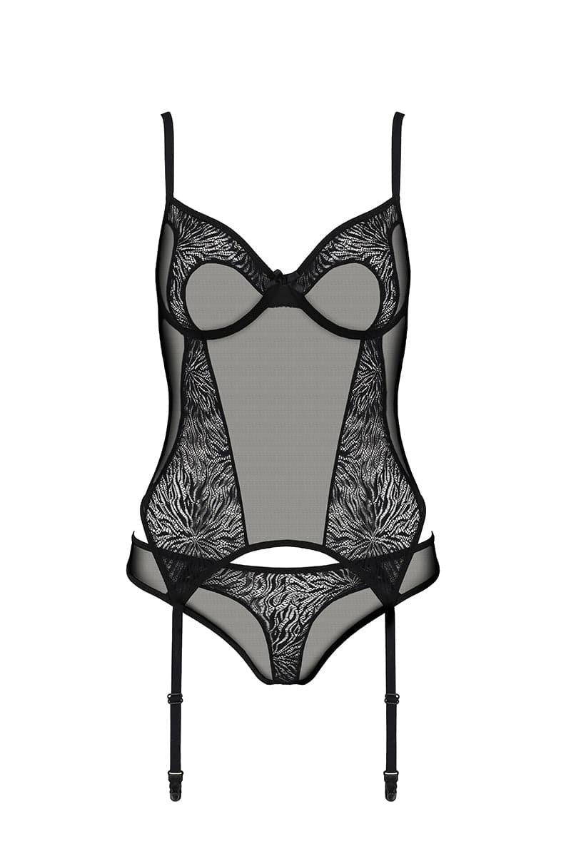 Ensemble 2 pièces guêpière dentelle et string Selaginella - Passion ECO Collection