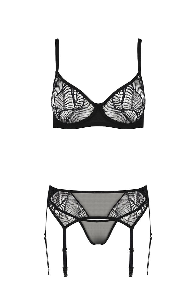 Ensemble 3 pièces à jarretelles sexy pour femme Leafa - Passion ECO Collection