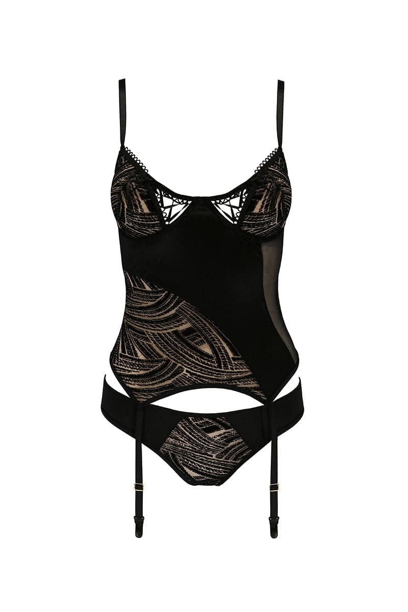 Ensemble de charme 2 pièces guêpière et culotte en tulle Lara - Casmir