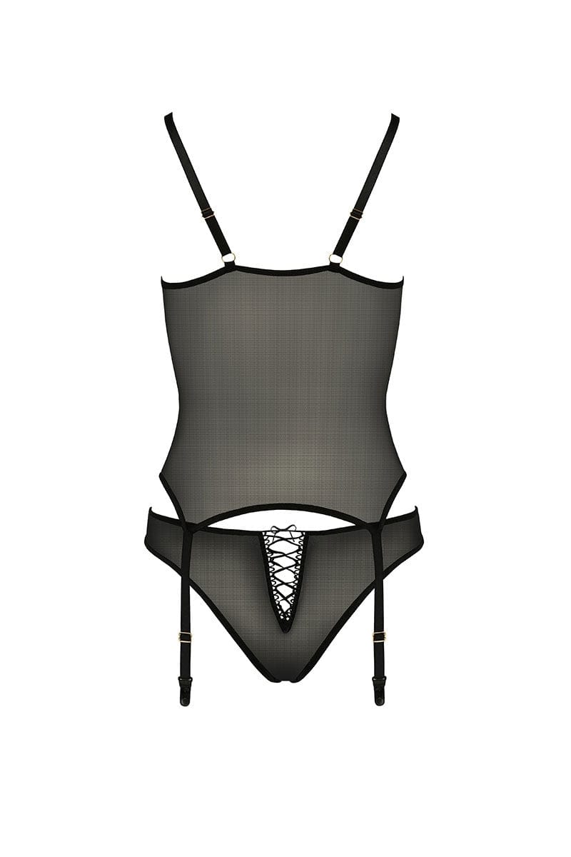 Ensemble de charme 2 pièces guêpière et culotte en tulle Lara - Casmir