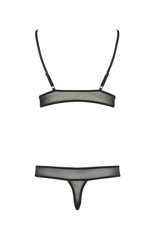 Ensemble de lingerie érotique 2 pièces en dentelles et tulles noires Erza - Passion