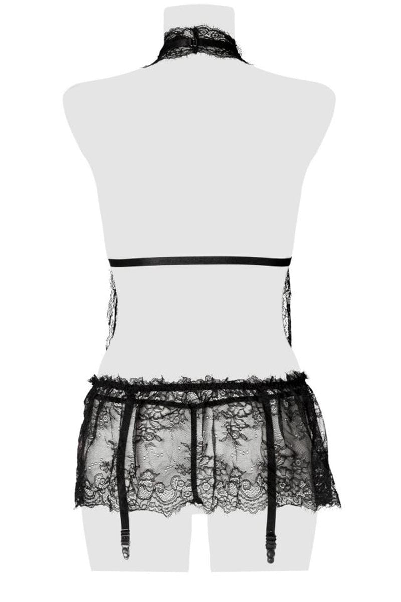 Ensemble érotique 3 pièces robe dentelle, harnais et string - Grey Velvet