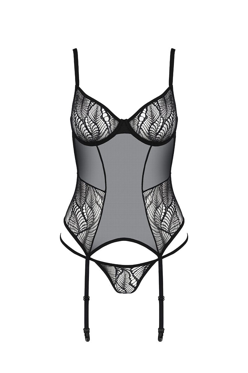Ensemble guêpière transparente et string Leafa - Passion ECO Collection