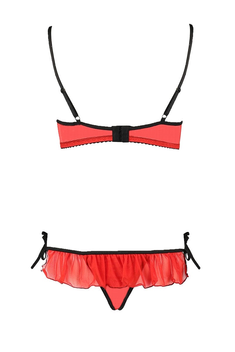 Ensemble lingerie coquine 2 pièces seins nus en tulle Cherry - Passion