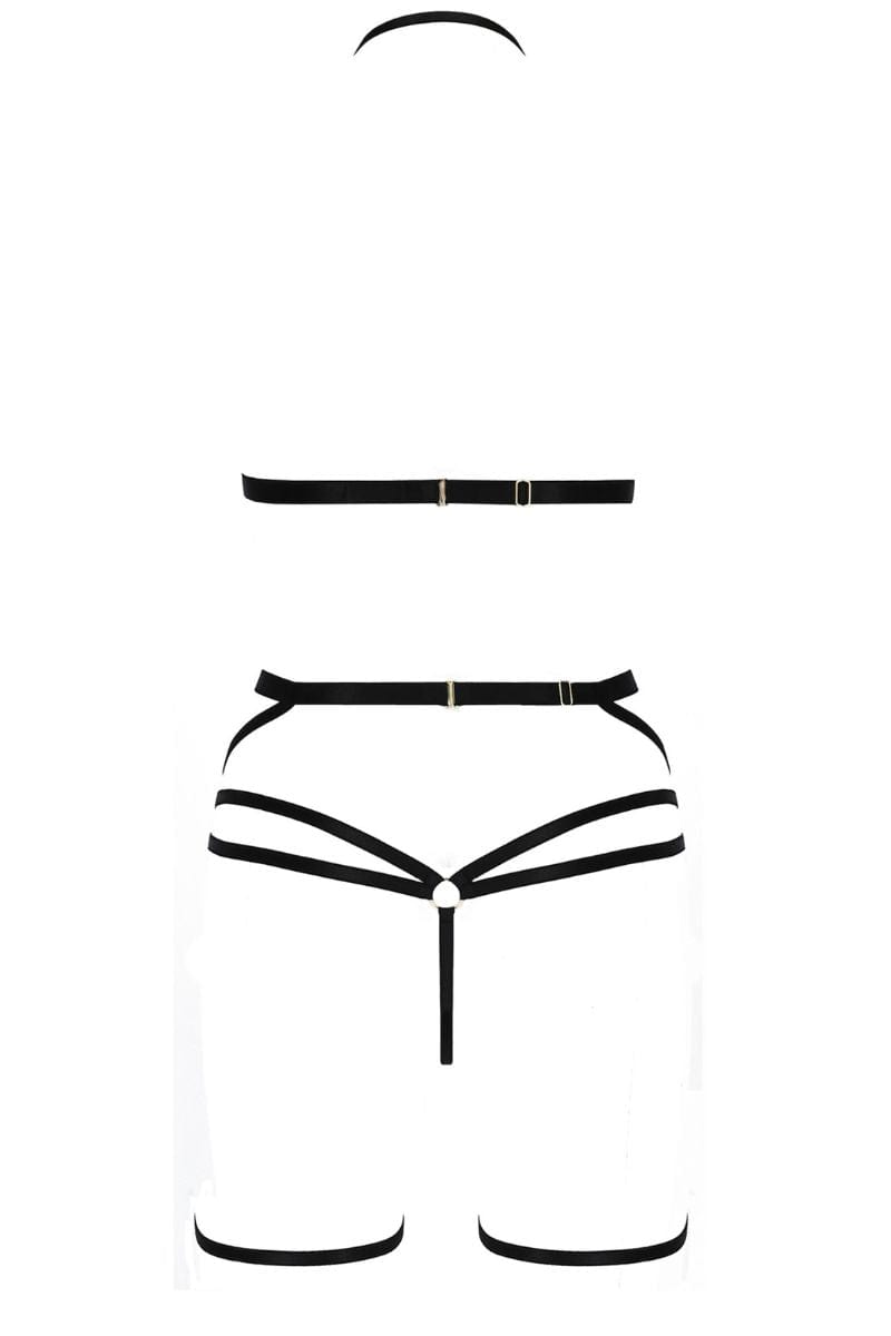 Ensemble lingerie fetish harnais 3 pièces Morgan - Passion Devil