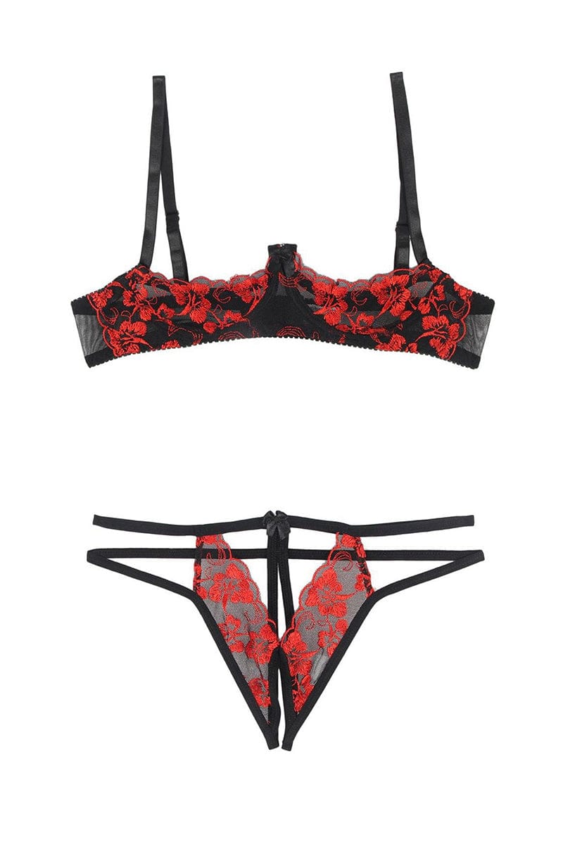 Ensemble ouvert sexy 2 pièces seins nus et string fendu - Paris Hollywood