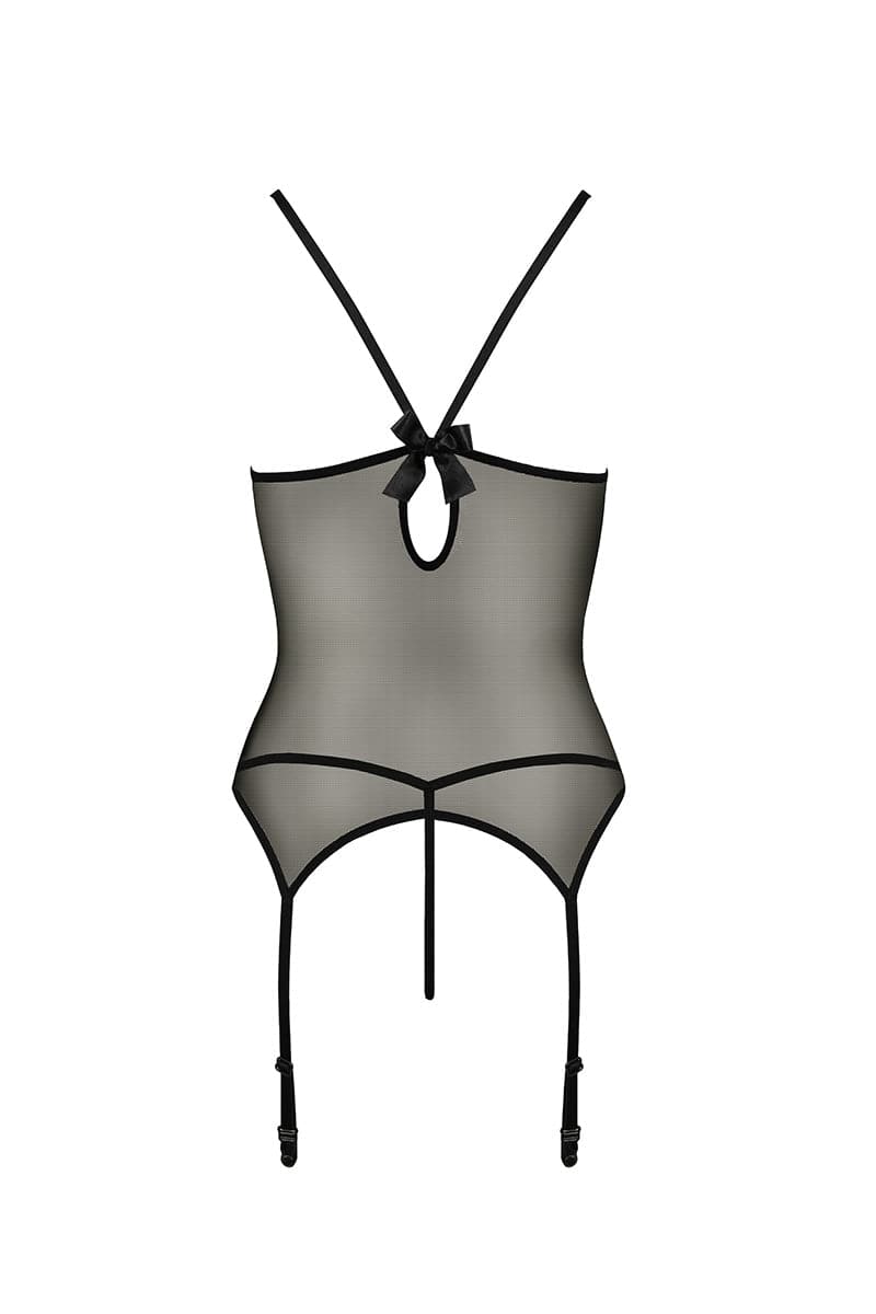 Ensemble sexy 2 pièces en tulles guêpière et string Melania - Passion