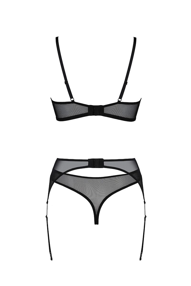 Ensemble sexy 3 pièces à jarretelles Selaginella - Passion ECO Collection