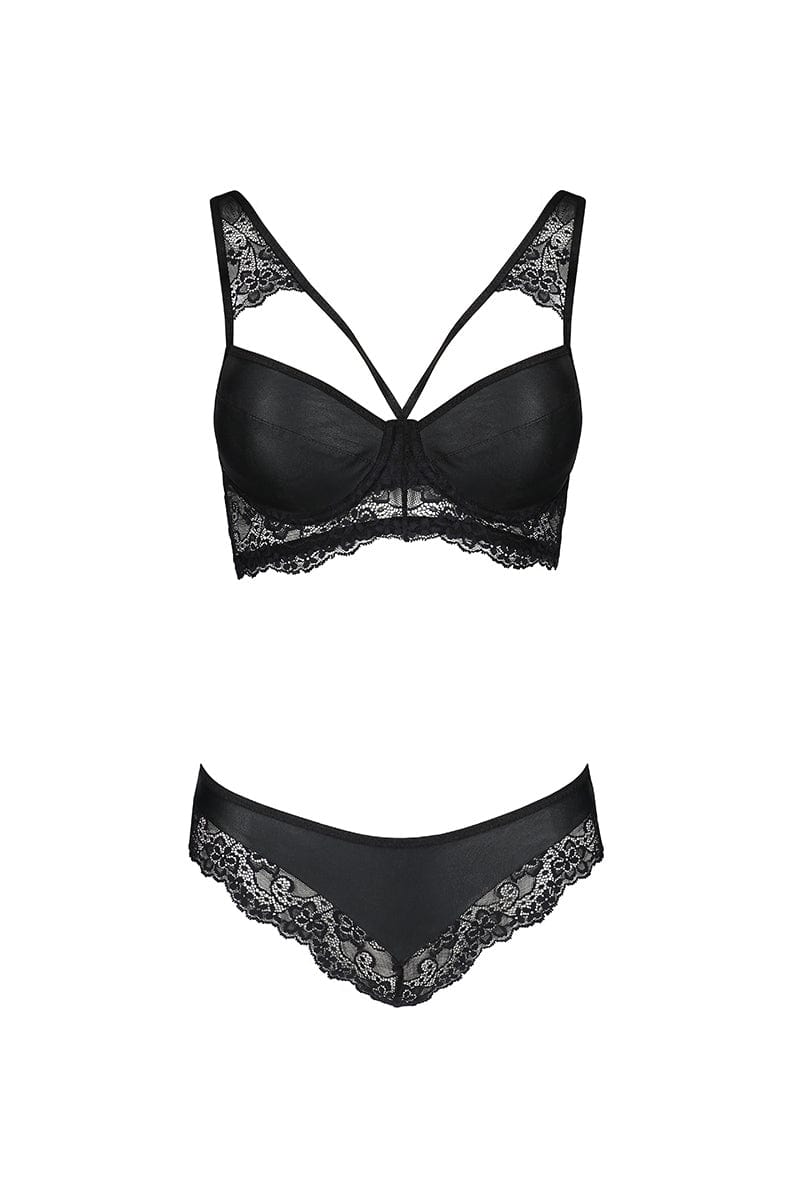 Ensemble soutien-gorge et string ficelle tanga en simili cuir Loona - Passion