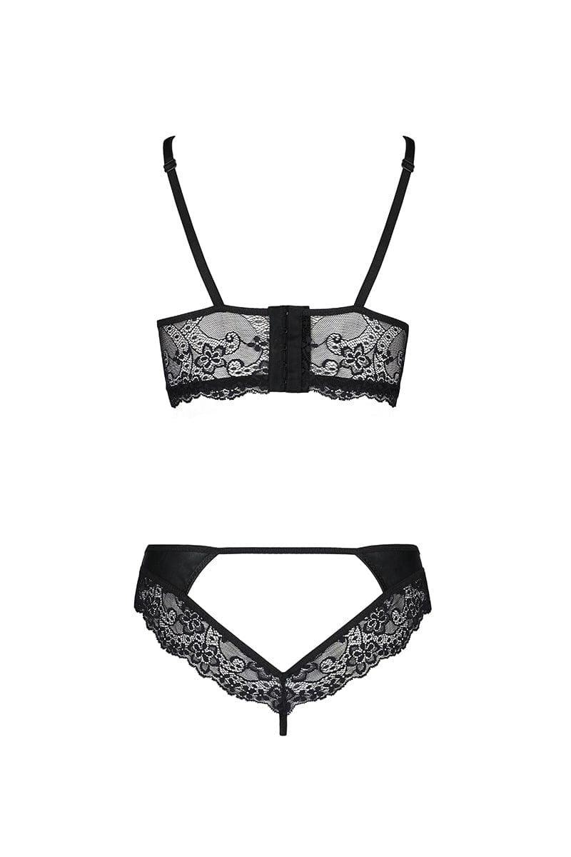 Ensemble soutien-gorge et string ficelle tanga en simili cuir Loona - Passion