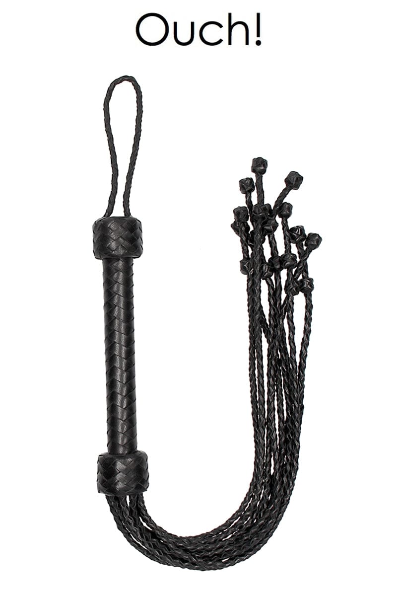 Fouet court 9 lanières en cuir véritable pour punition et accessoire pour jeux SM en couple - Ouch!