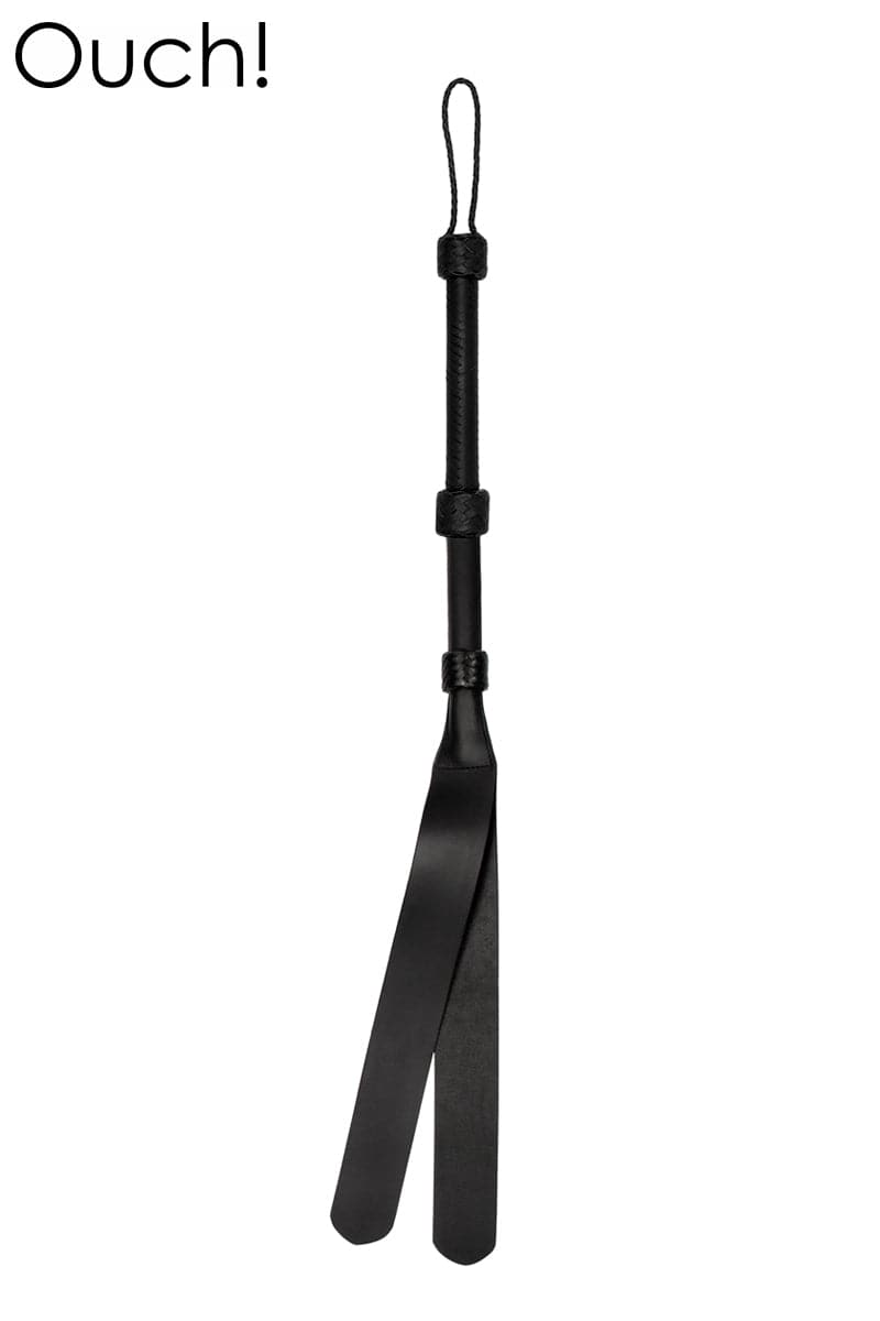 Fouet cravache double extrémité en cuir véritable 79cm pour punition SM en couple - Ouch!