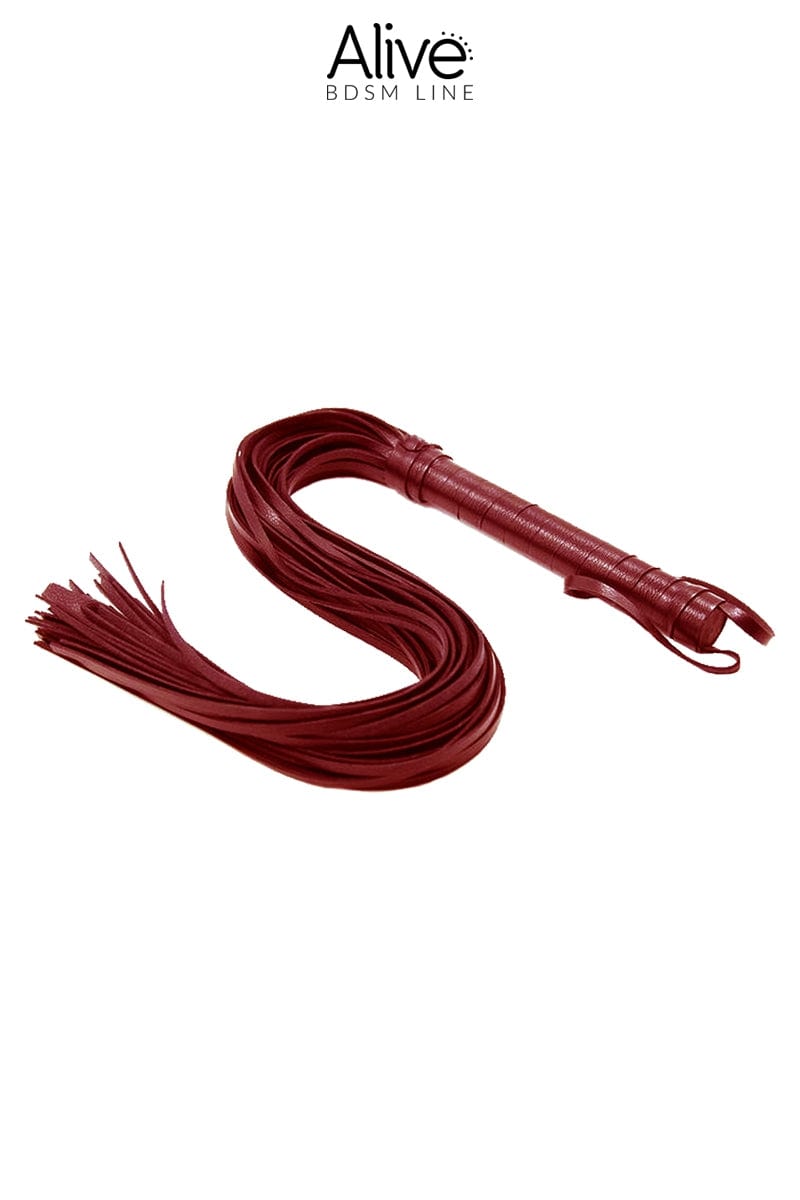 Fouet rouge bdsm 40 lanières simili cuir accessoire sm - Alive